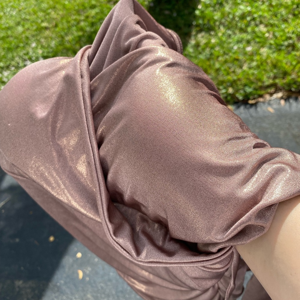 Bronze Metallic Ruched Dress - Picture 8 of 10